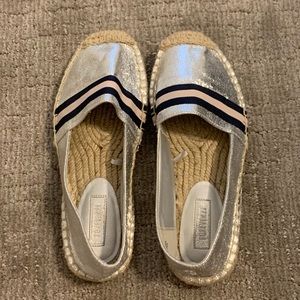 Silver Espadrille flats very good used condition